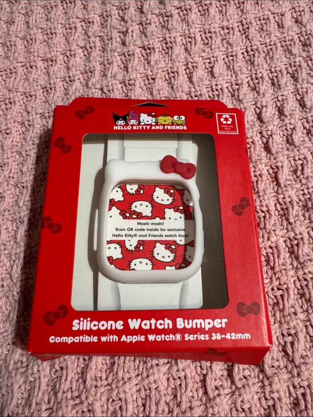Hello Kitty White Silicone Watch Bumper with Red Hello Kitty Pattern